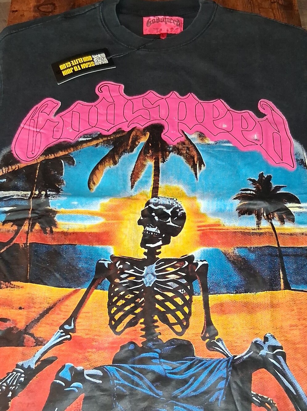 Godspeed Black Graphic Short Sleeve Tee - Tropical Skeleton Print